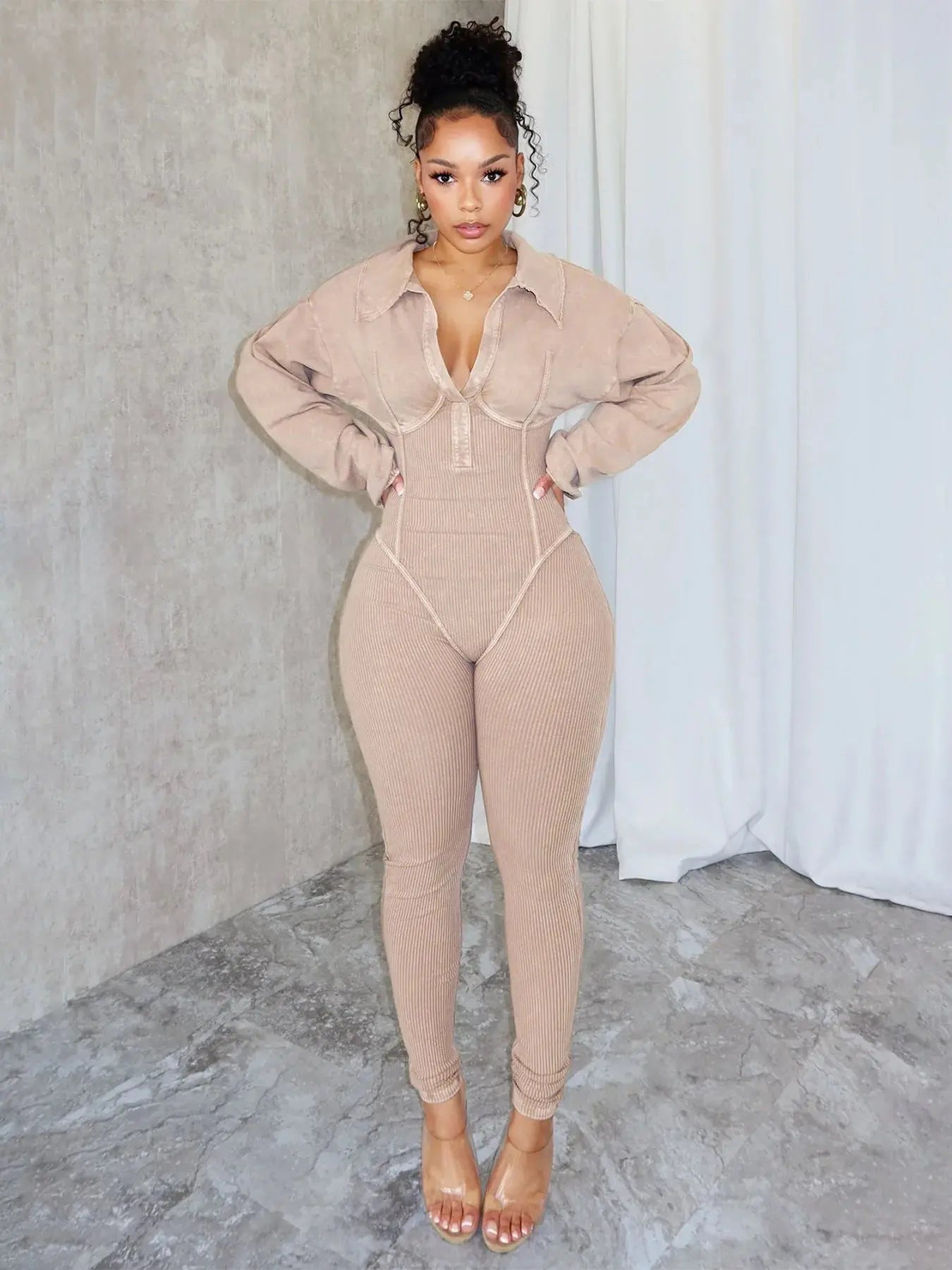 Glanda Knit Jumpsuit Khaki