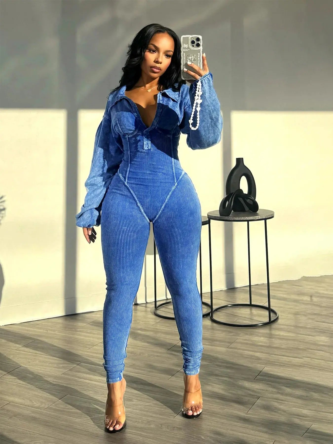 Glanda Knit Jumpsuit Blue