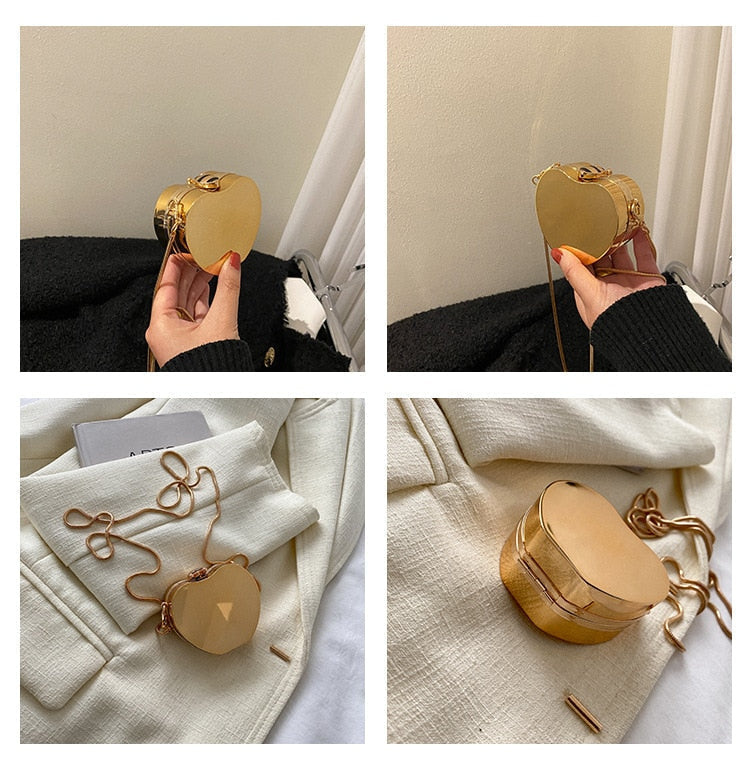 Gold Mini Metal Chain Crossbody Bag