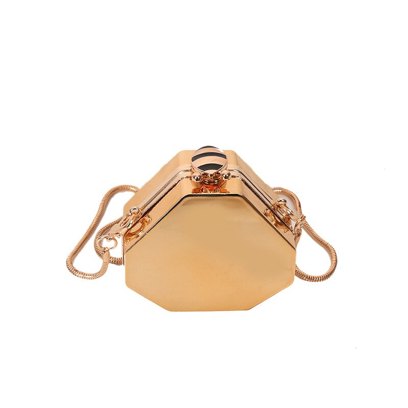 Gold Mini Metal Chain Crossbody Bag