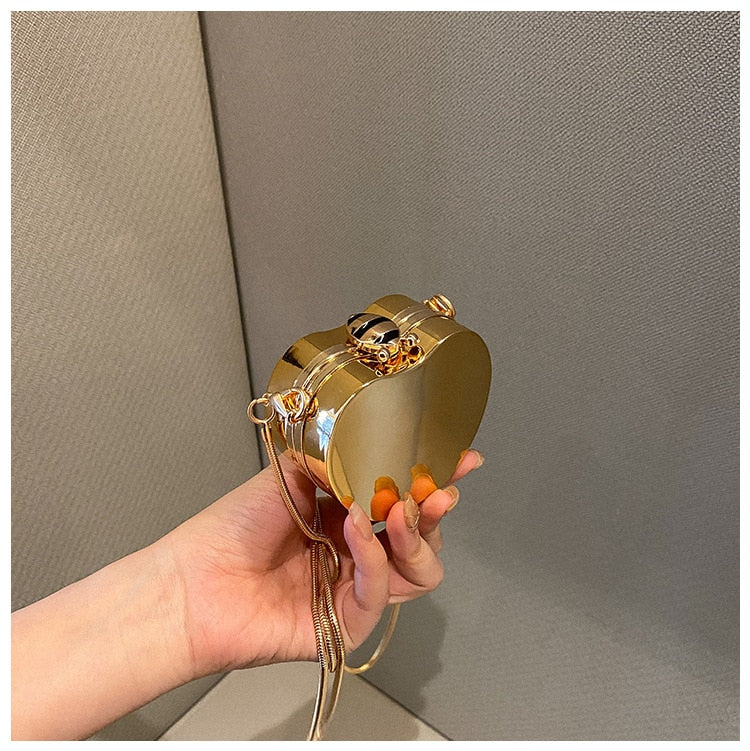 Gold Mini Metal Chain Crossbody Bag