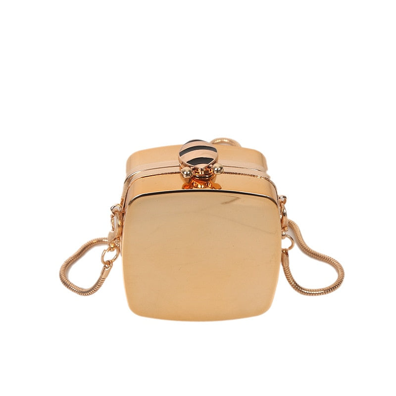 Gold Mini Metal Chain Crossbody Bag shape 1