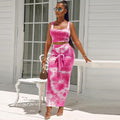 Summer Tie Dye High Waist Suit Pink