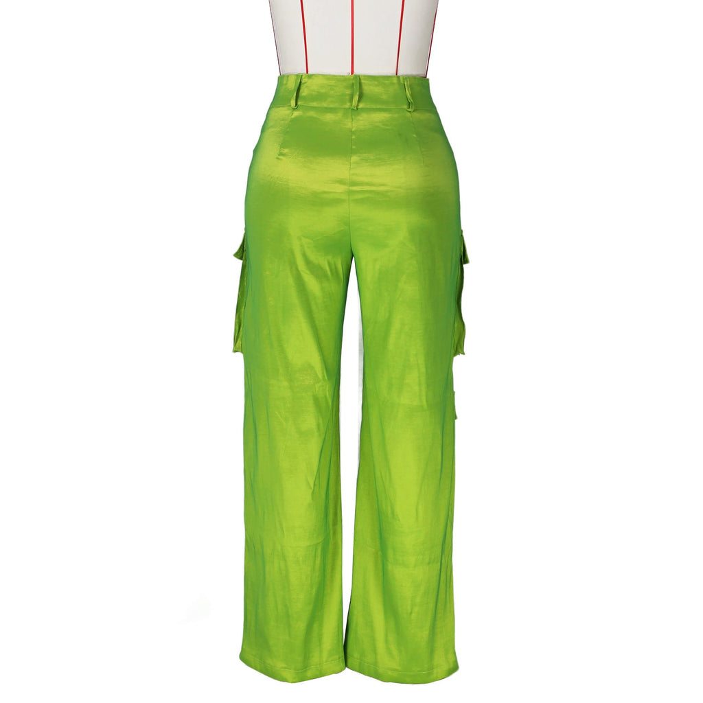 Lily Shiny Green Cargos