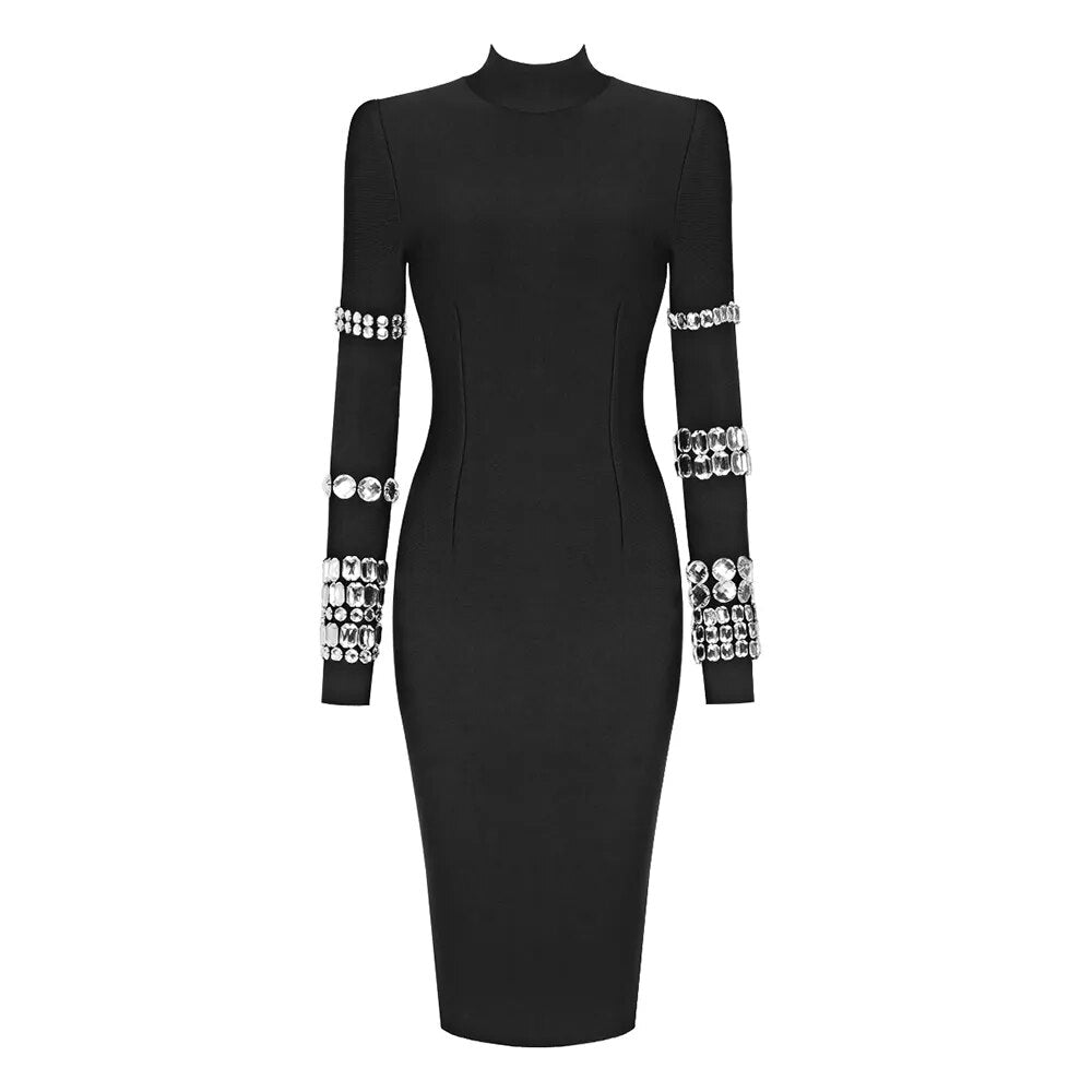 Hailey Bandage Midi Dress Black