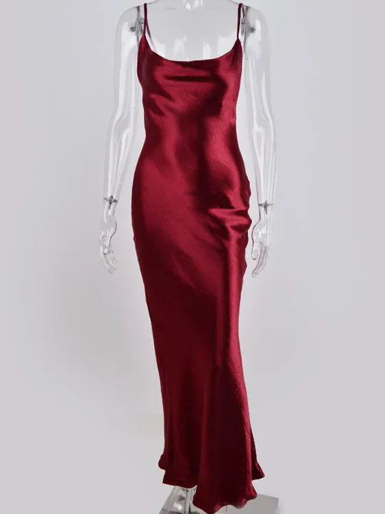Claudia Silk Bodycon Dress wine red