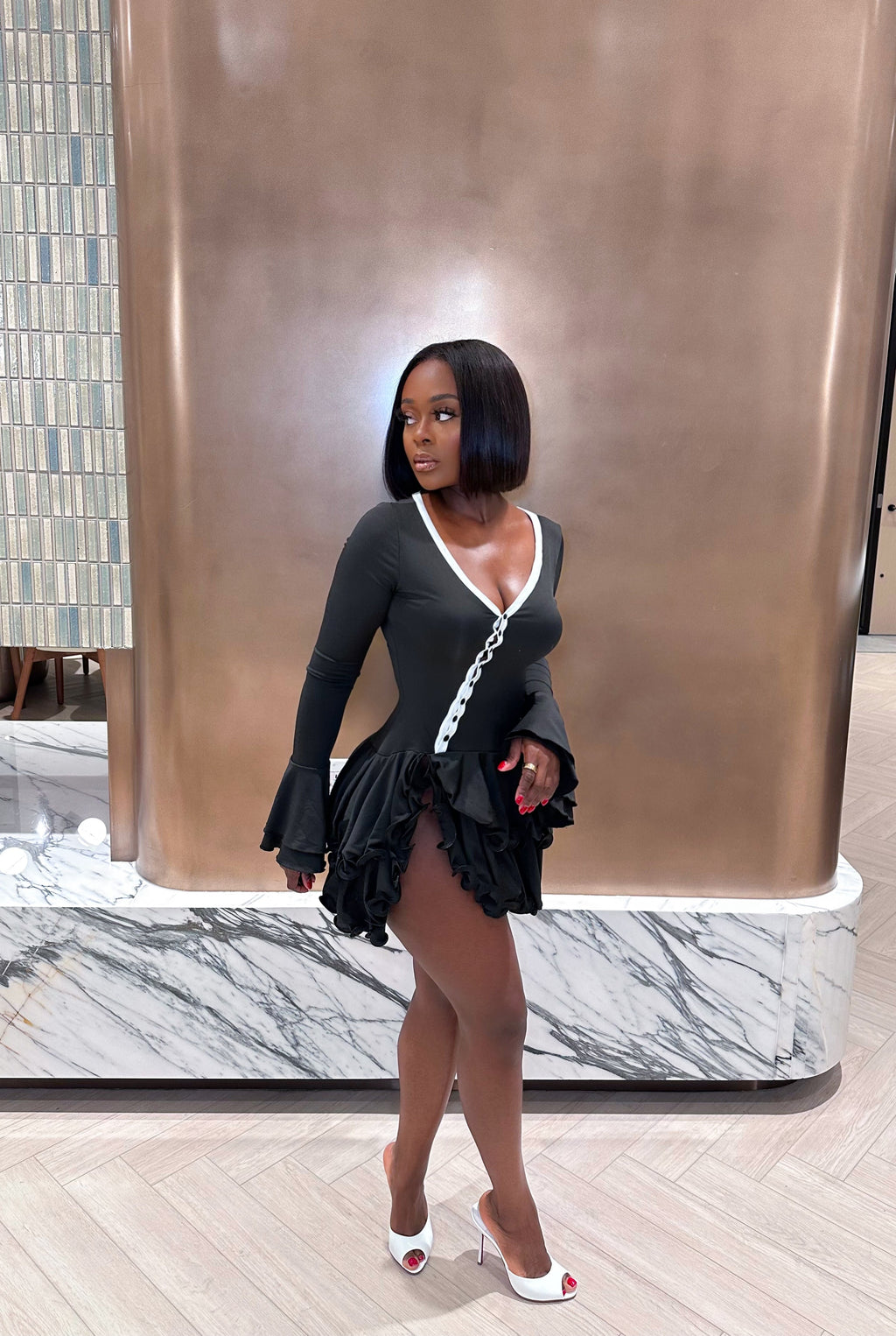 “JANELLE” RUFFLE MINI DRESS (S-XL)