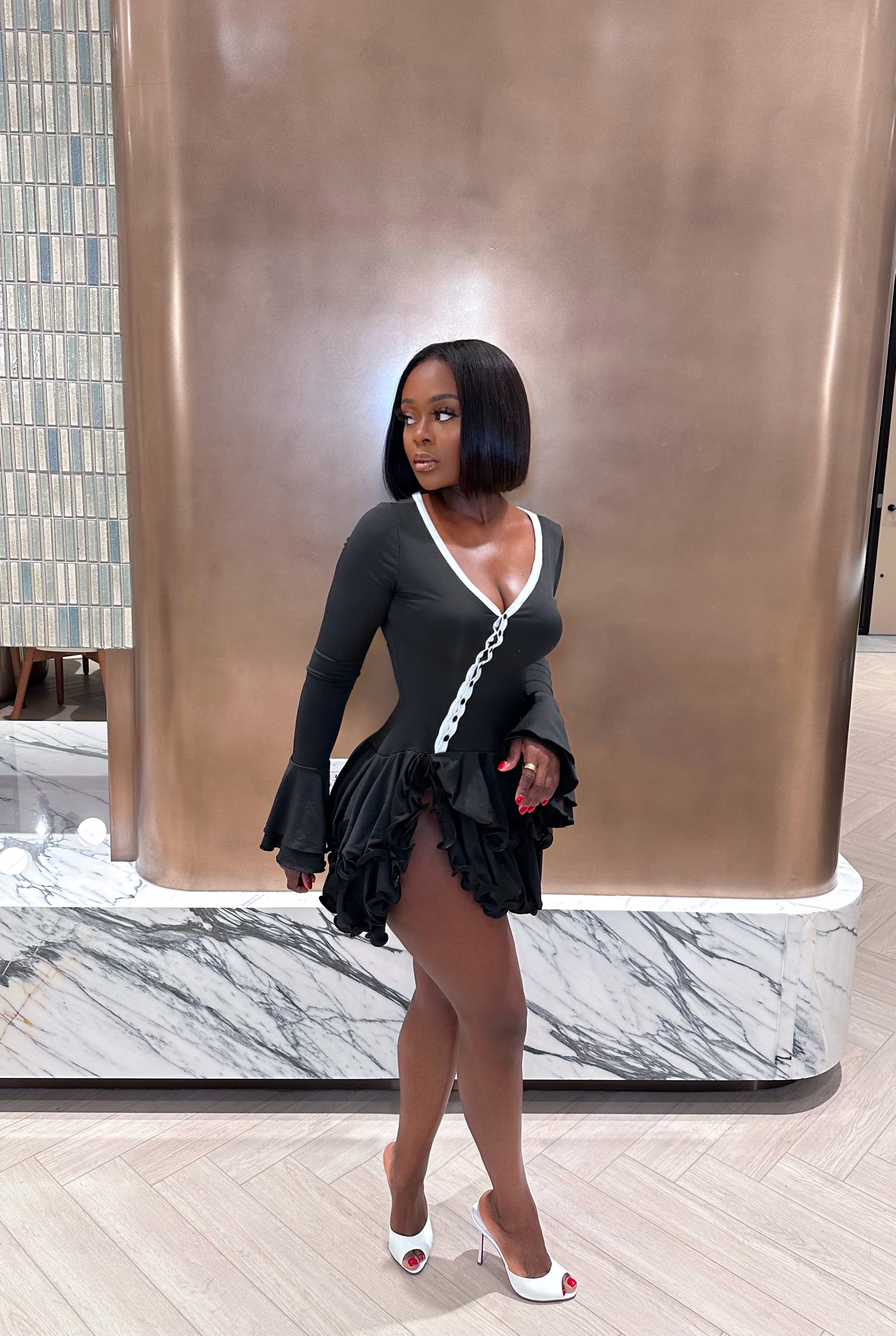 “JANELLE” RUFFLE MINI DRESS (S-XL)