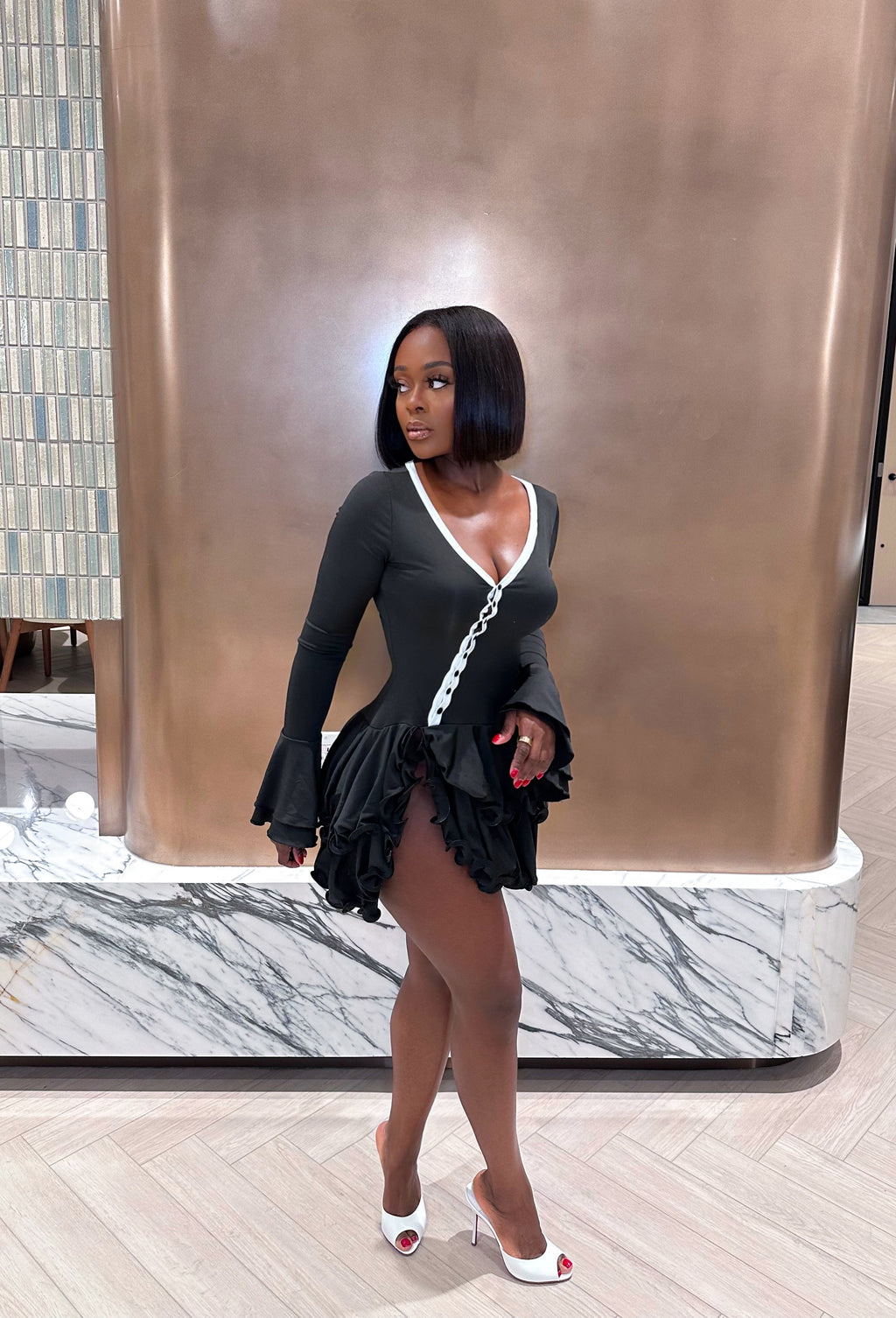 “JANELLE” RUFFLE MINI DRESS (S-XL)