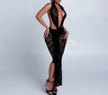Meia Black Lace Backless Jumpsuit