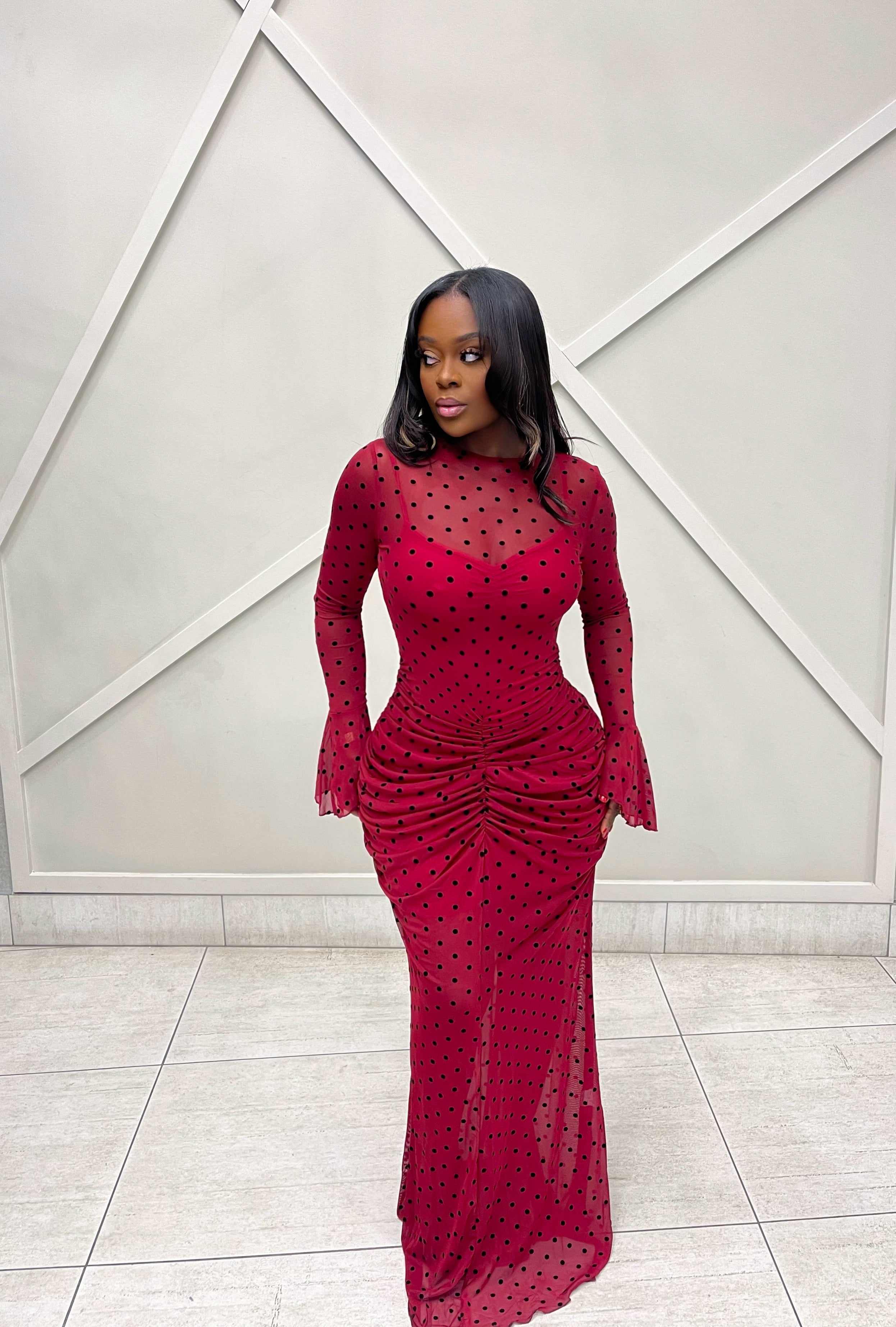 “LUNA” RUSHED MAXI DRESS (S-XL)