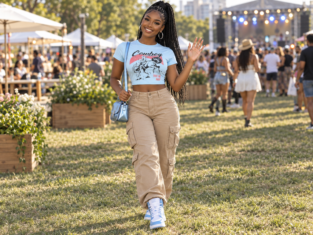 Take Me Away Baddie Cowboy Crop Tee