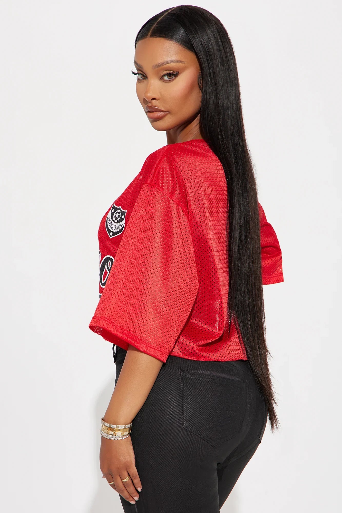 Chicago Red Laced Jersey Top