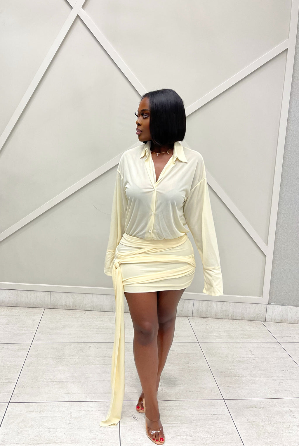 “IRIS” DRAPE TIE DRESS