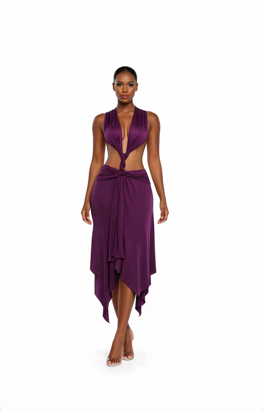“MELISSA” DRAPE MIDI DRESS