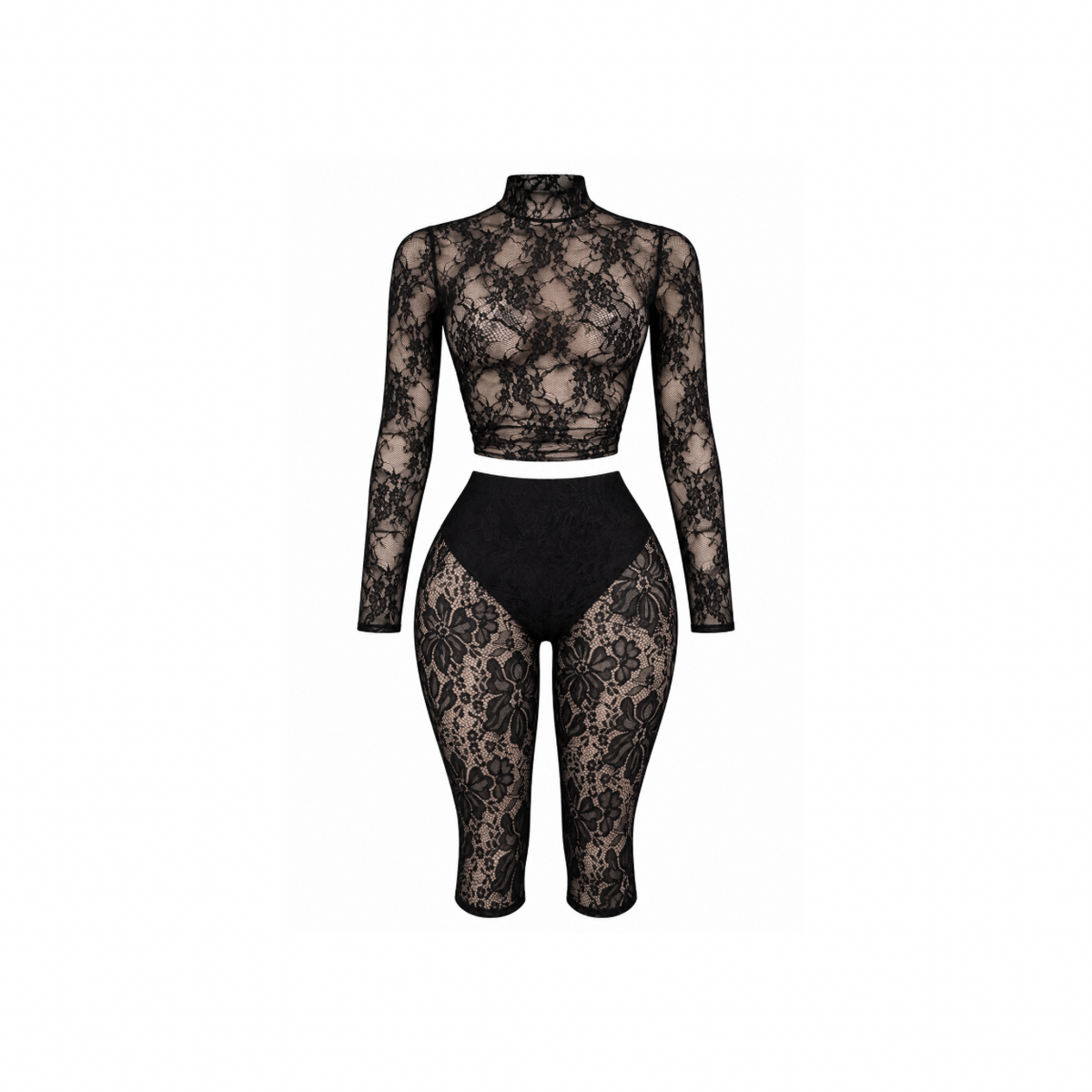 Bibi Black Lace Two Piece Set