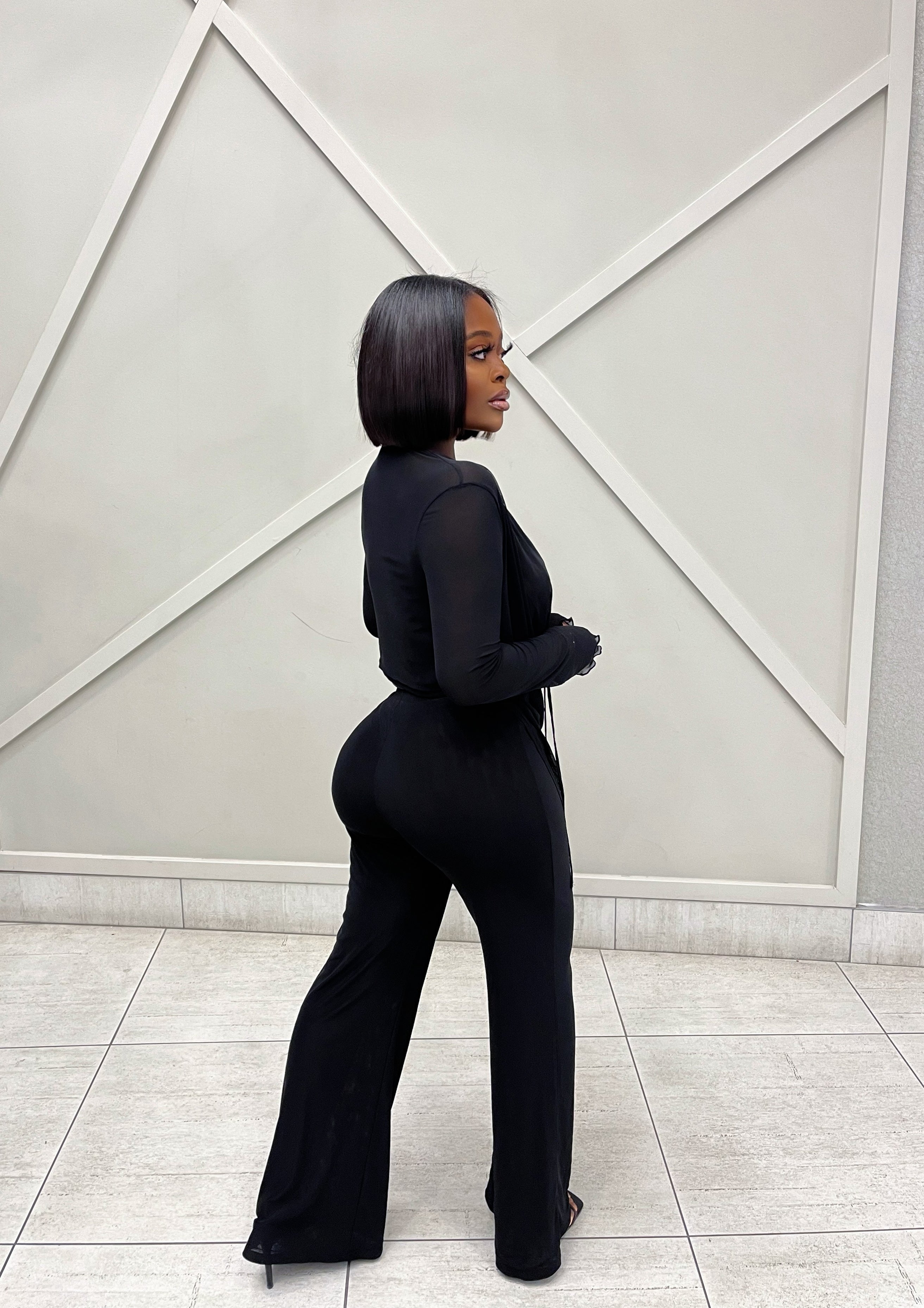 “ELARA” DRAPE TWO PIECES-BLACK
