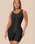 Cross Back Support Mid Length With Snap Button Shapewear Black