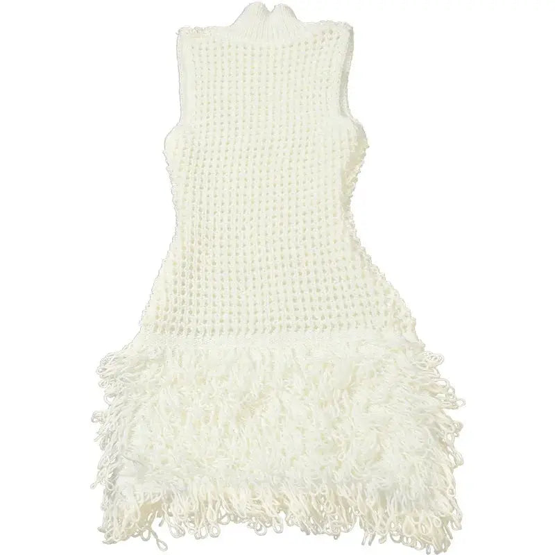 Josiah Knit Crochet Tassel Mini Dress