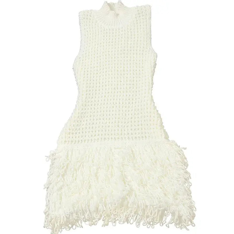 Josiah Knit Crochet Tassel Mini Dress
