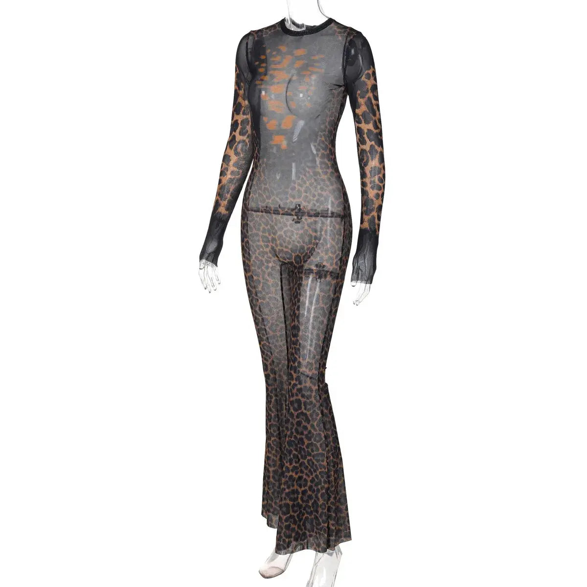 Joya Leopard Mesh Jumpsuit
