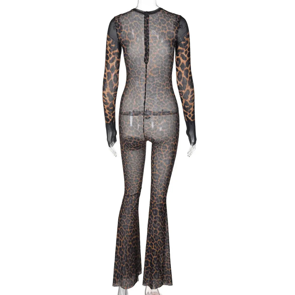 Joya Leopard Mesh Jumpsuit