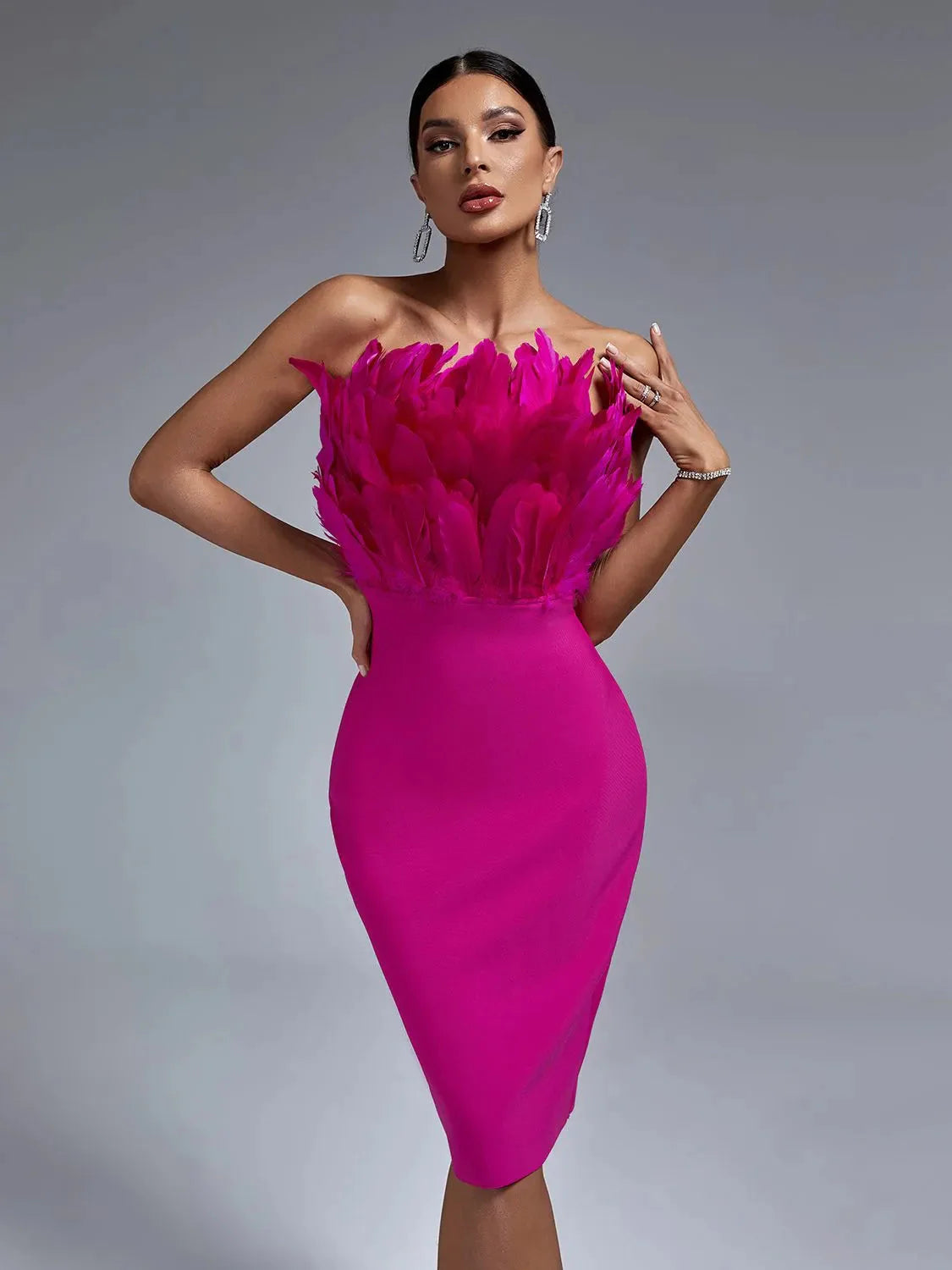 Joyce Feather Bandage Dress