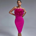Joyce Feather Bandage Dress Pink