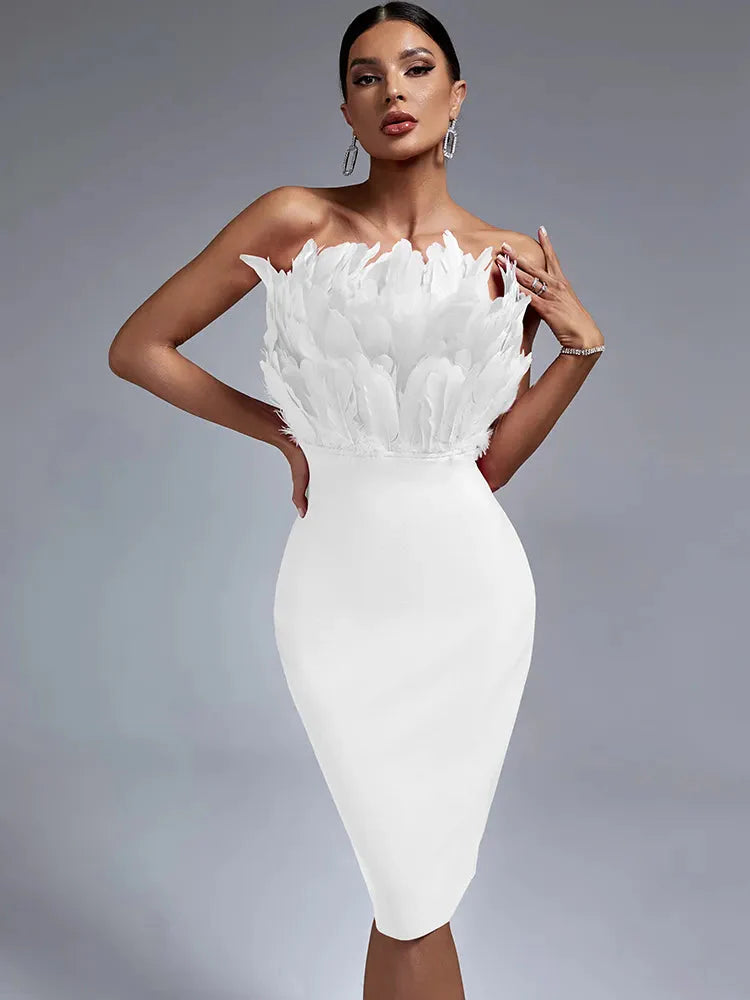 Joyce Feather Bandage Dress