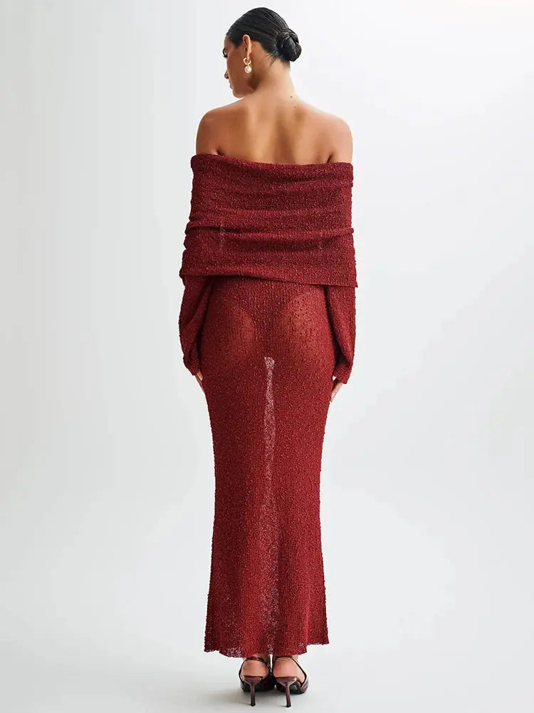 Keep It Knit Maxi Dress Wine Red