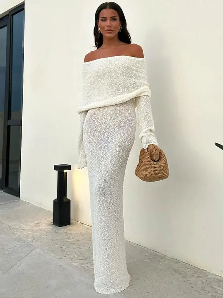 Keep It Knit Maxi Dress White