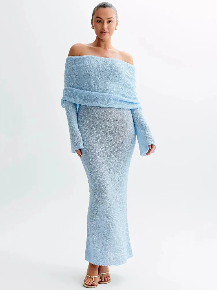 Keep It Knit Maxi Dress Blue