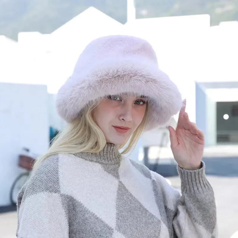 Keep Warm Fur Bucket Hat 9 56-58cm
