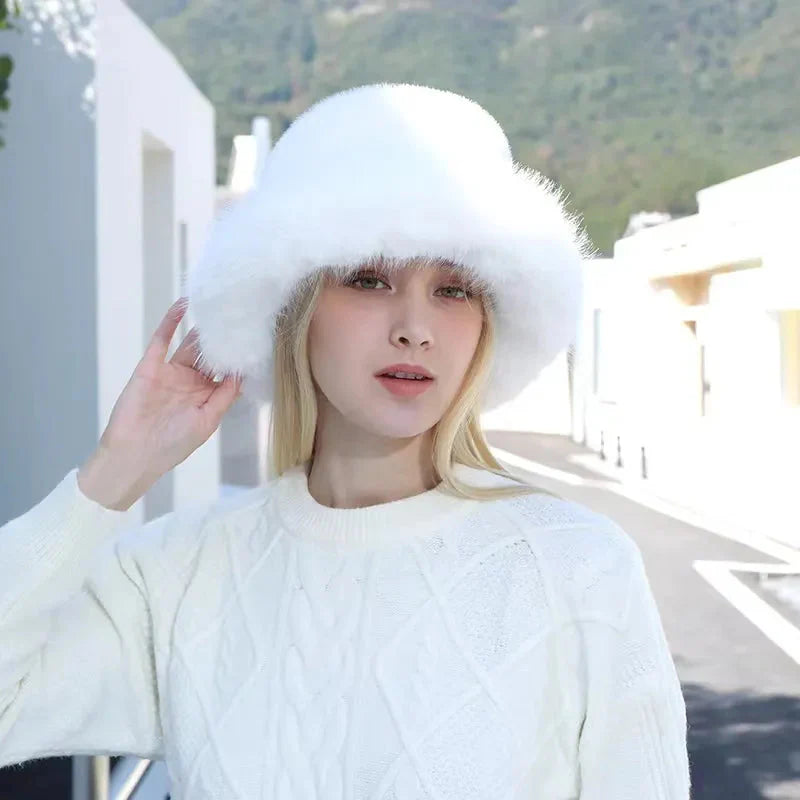 Keep Warm Fur Bucket Hat 6 56-58cm
