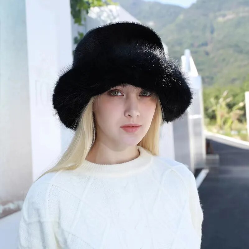 Keep Warm Fur Bucket Hat 3 56-58cm