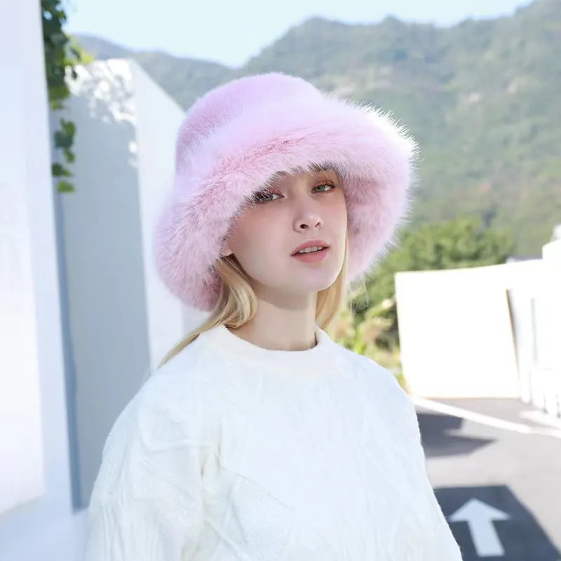 Keep Warm Fur Bucket Hat 5 56-58cm
