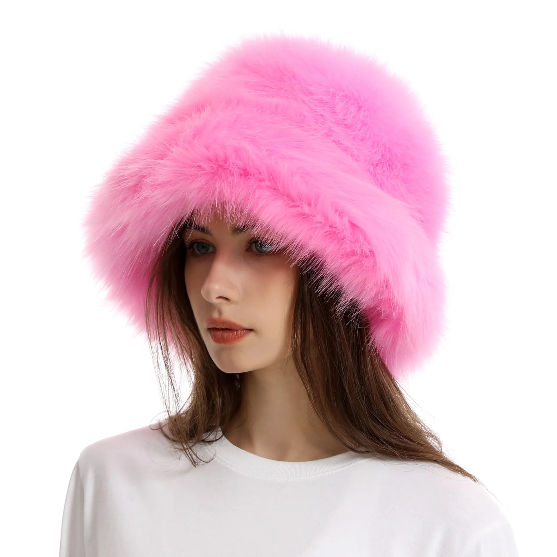 Keep Warm Fur Bucket Hat 23 56-58cm