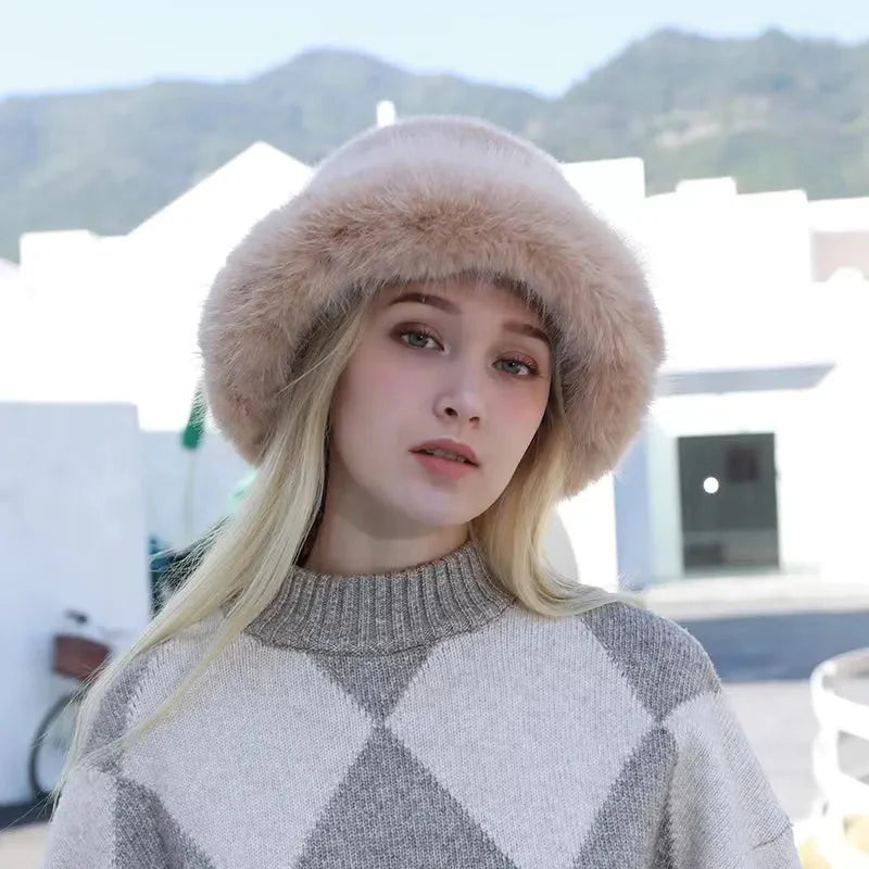 Keep Warm Fur Bucket Hat 10 56-58cm
