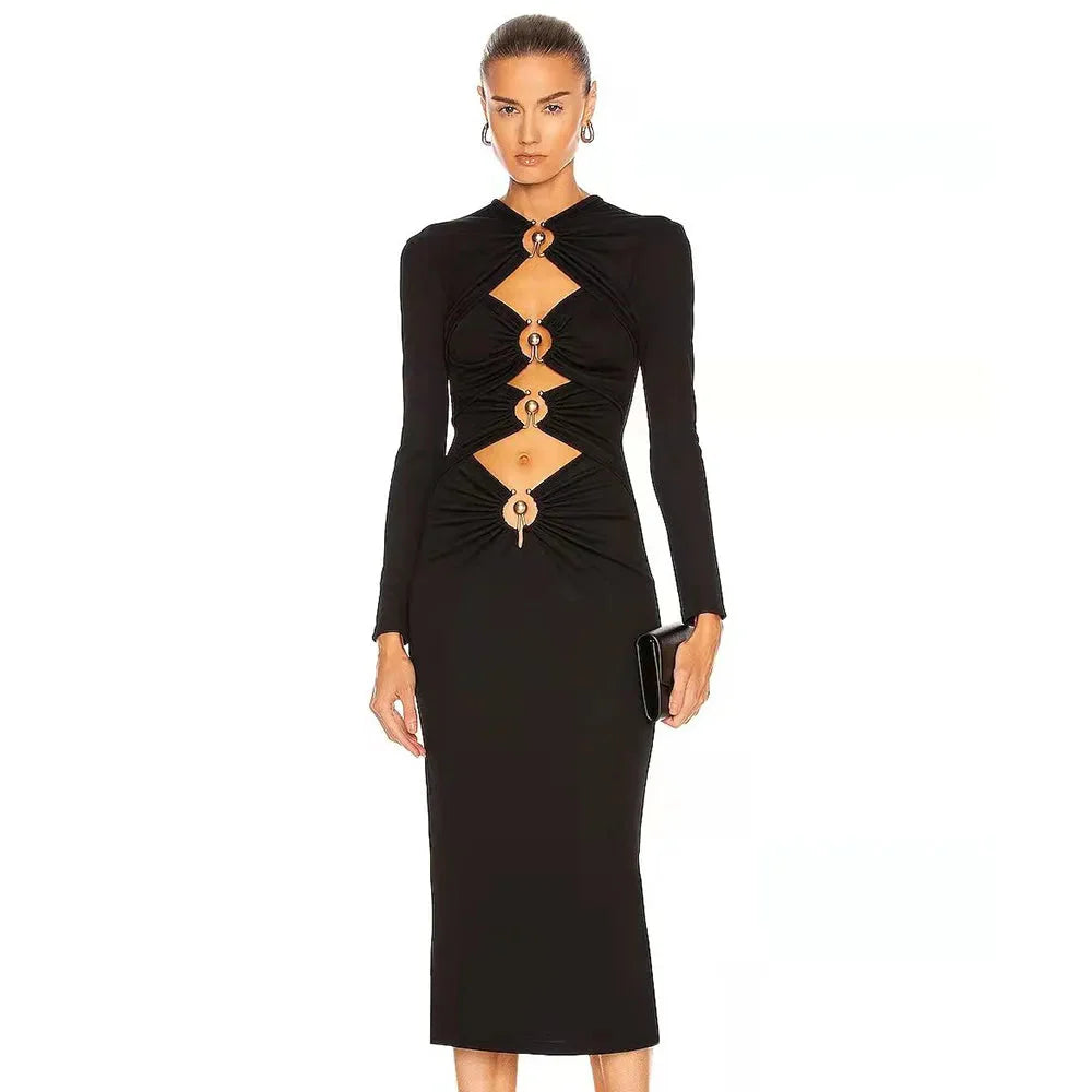 Keira Bandage Midi Dress Black