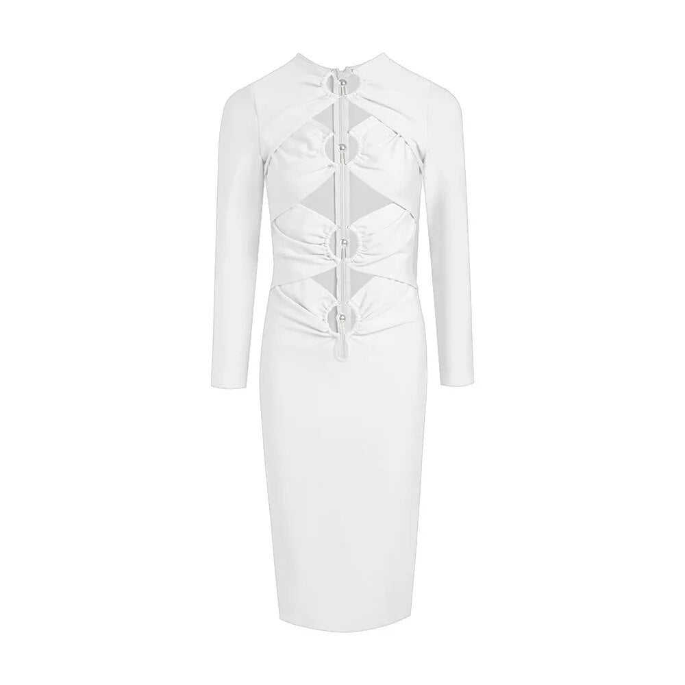 Keira Bandage Midi Dress White
