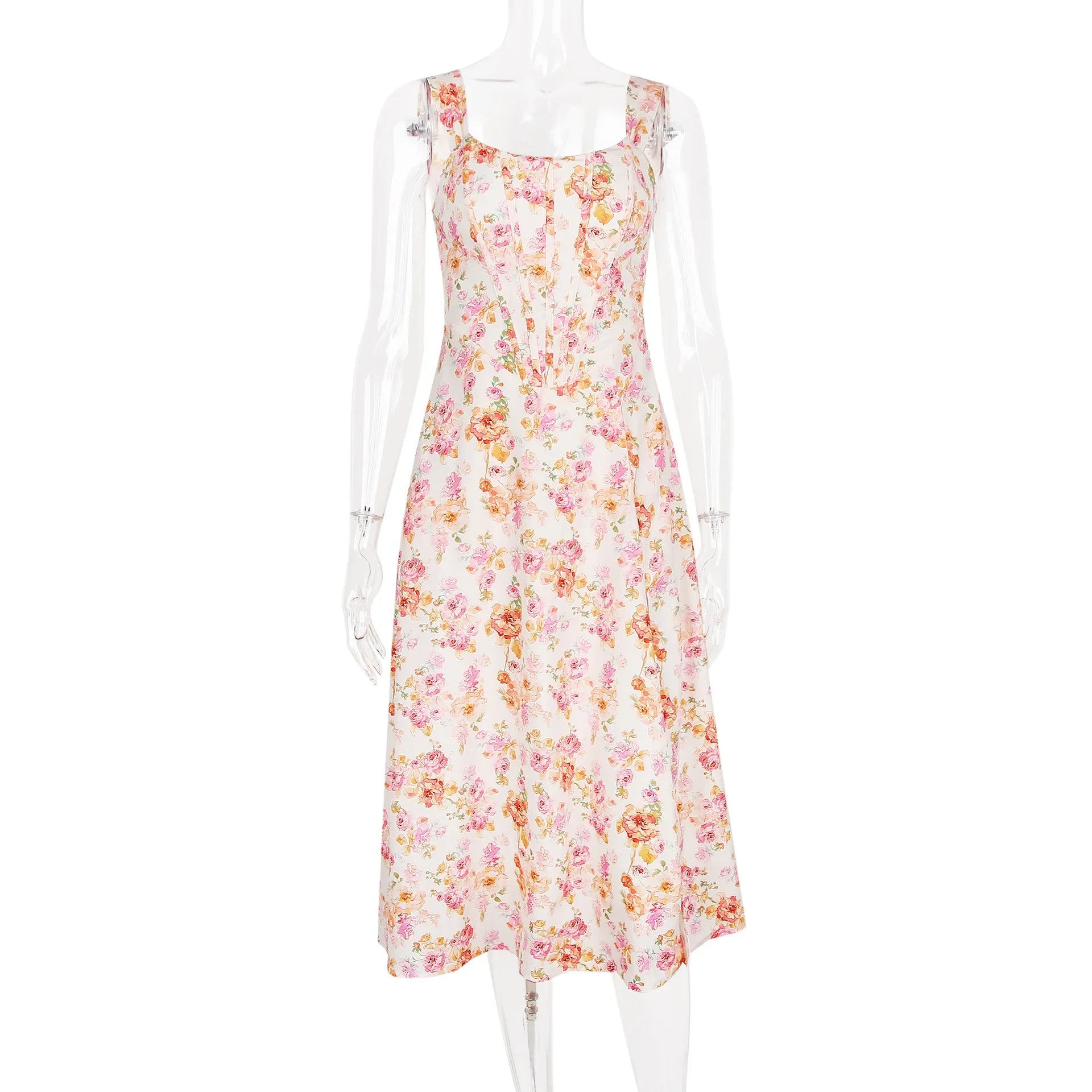 Lace Up Floral Corset Midi Dress Pls read size chart