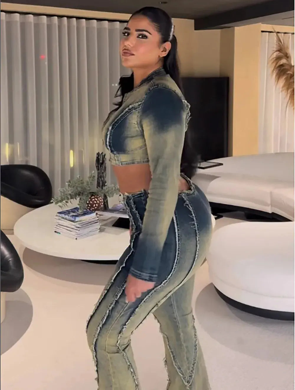 Laila Denim Pants Set
