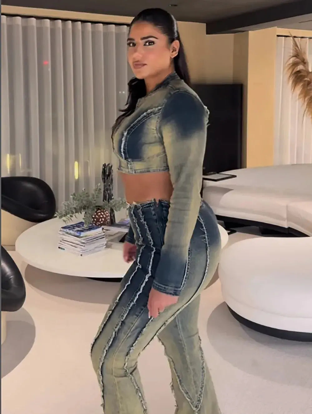 Laila Denim Pants Set