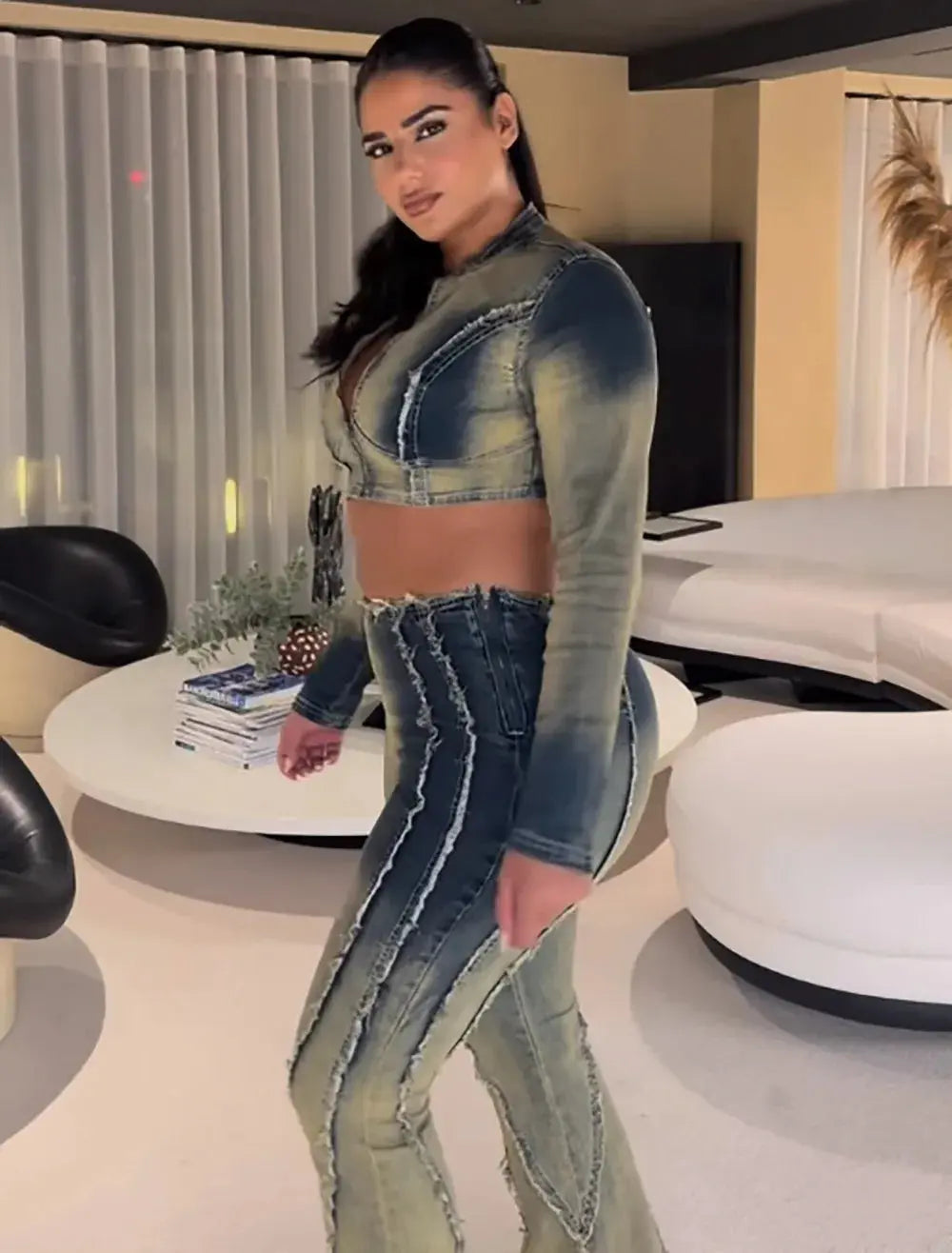 Laila Denim Pants Set