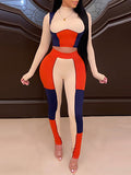 Colorblock Top & Pants Set Khaki