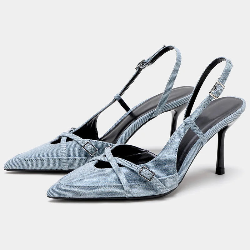 Lexica Pointed Toe Heels Denim blue