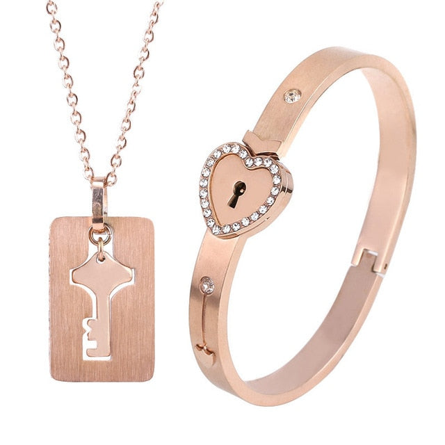 Love Heart Lock Bracelet Antique Silver