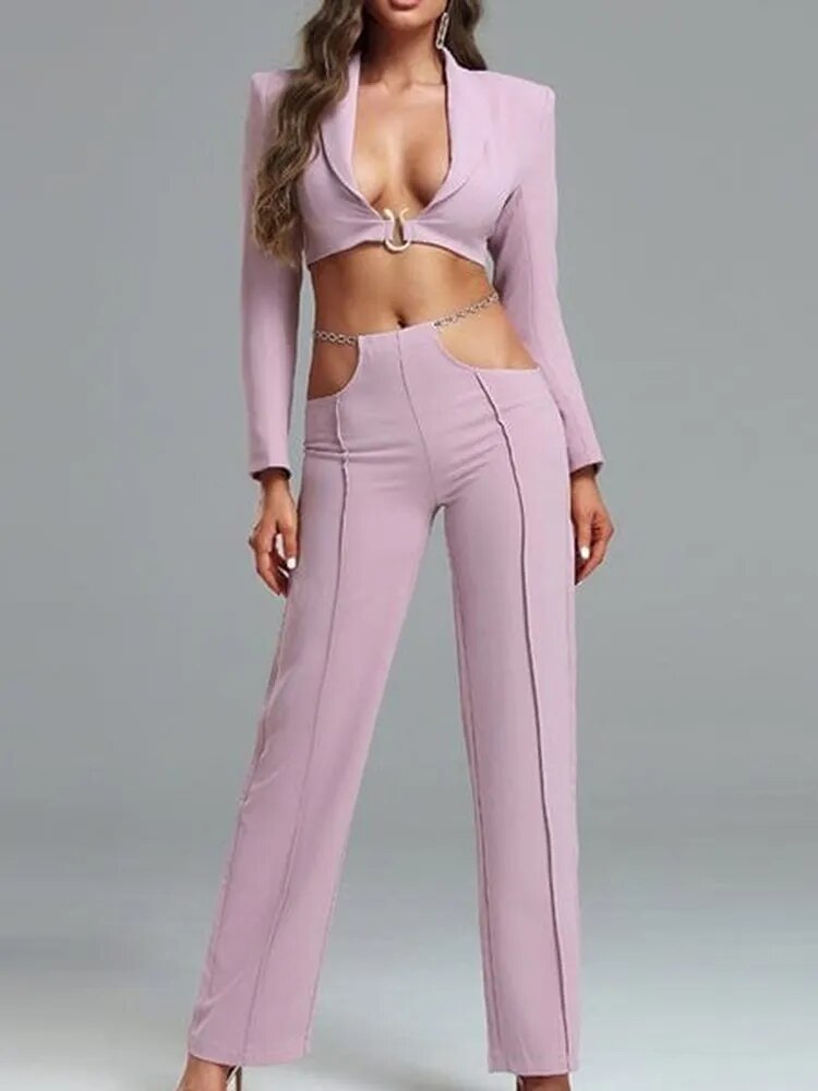 Love Yourself Crop Blazer Set