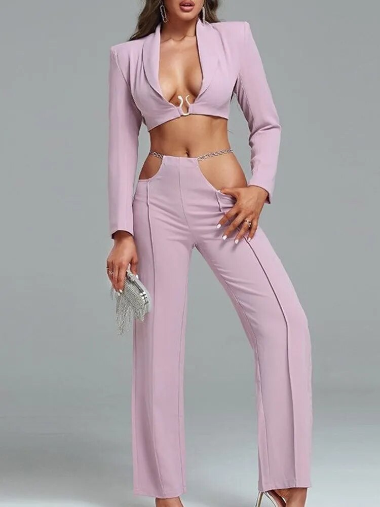 Love Yourself Crop Blazer Set LIGHTPURPLE