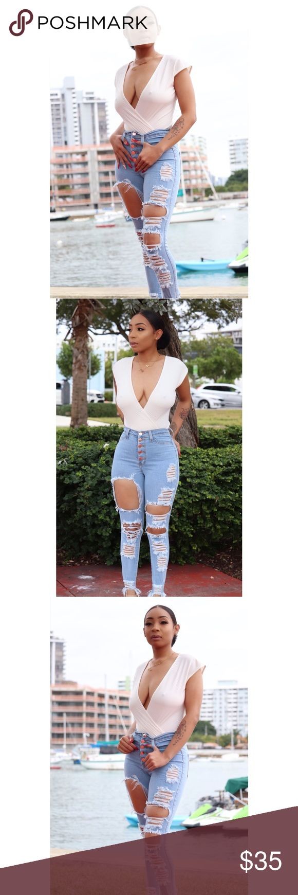 Luxe High Waist Jeans- Blue